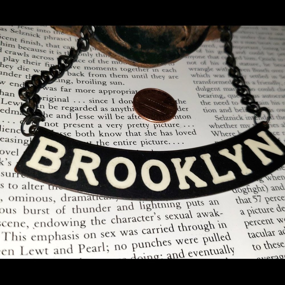 Vintage Lrg Nameplate  Chunky Chain Bib Necklace Statement Metal *Brooklyn* Y2K